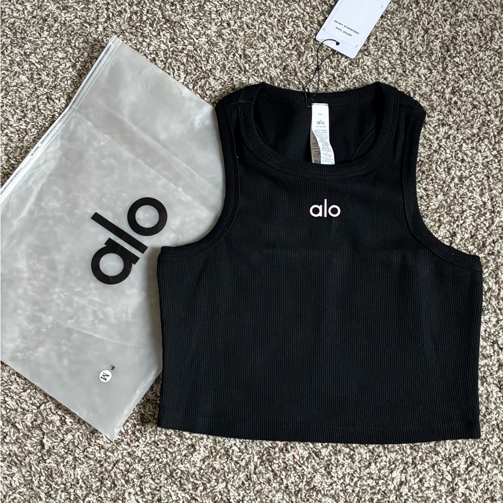 Yoga Black Ribbed Tank